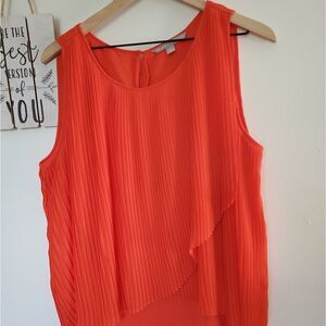 Valerie Stevens Red Ruffle Tank Top Wrap Blouse Size XL